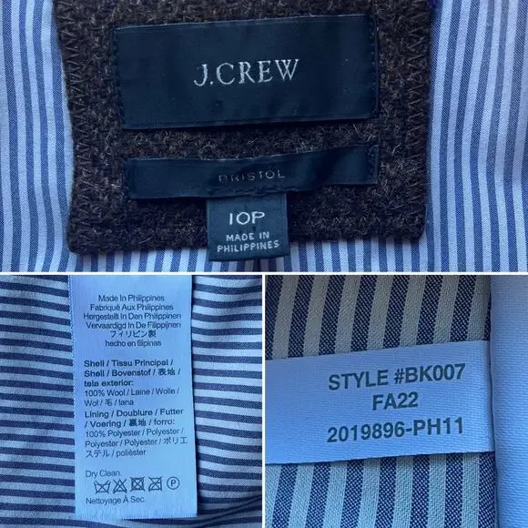 J.Crew Bristol Blazer Jacket Chocolate Brown Wool Double Breasted Size 10P - Picture 5 of 11